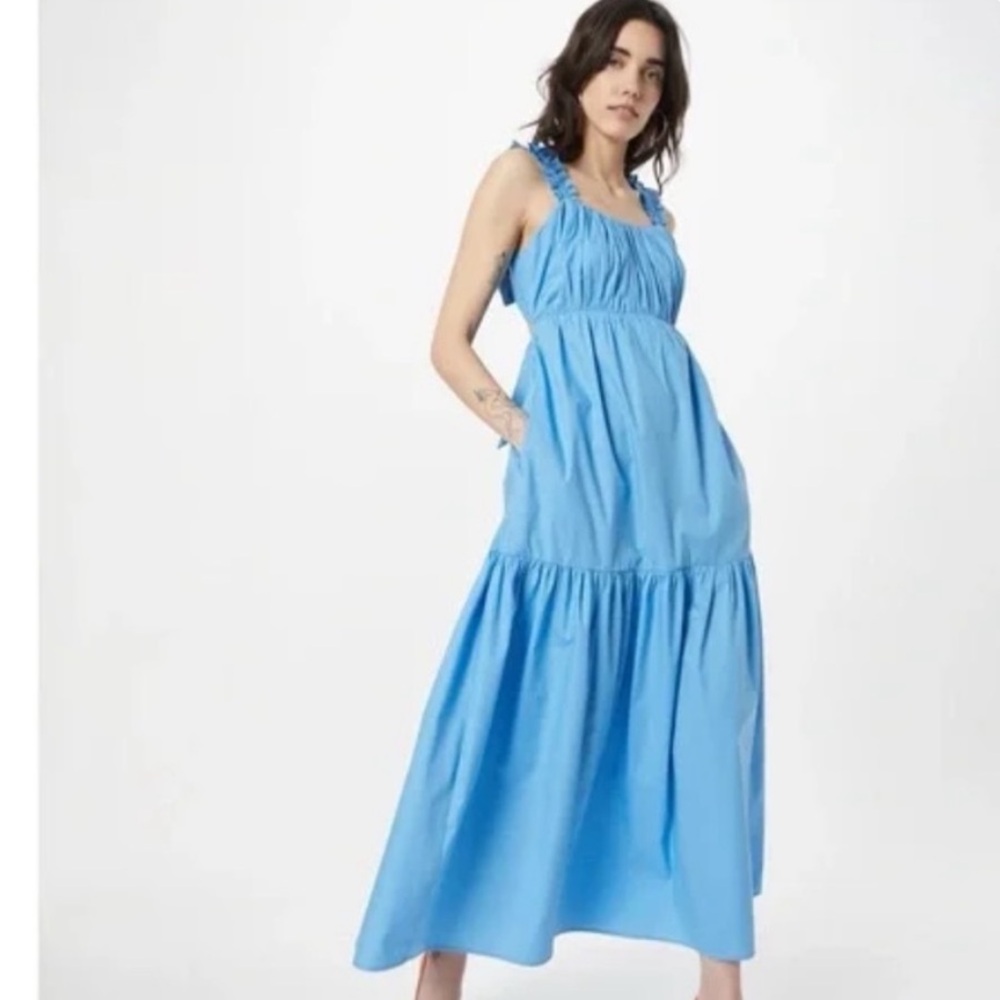 Abercrombie and fitch XL Light Blue Ruched Strap Maxi Dress - Picture 1 of 16